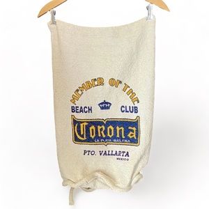 Corona Puerto Vallarta Mexico Vintage Beer Sack Beach Bag Backpack Tote - 22”